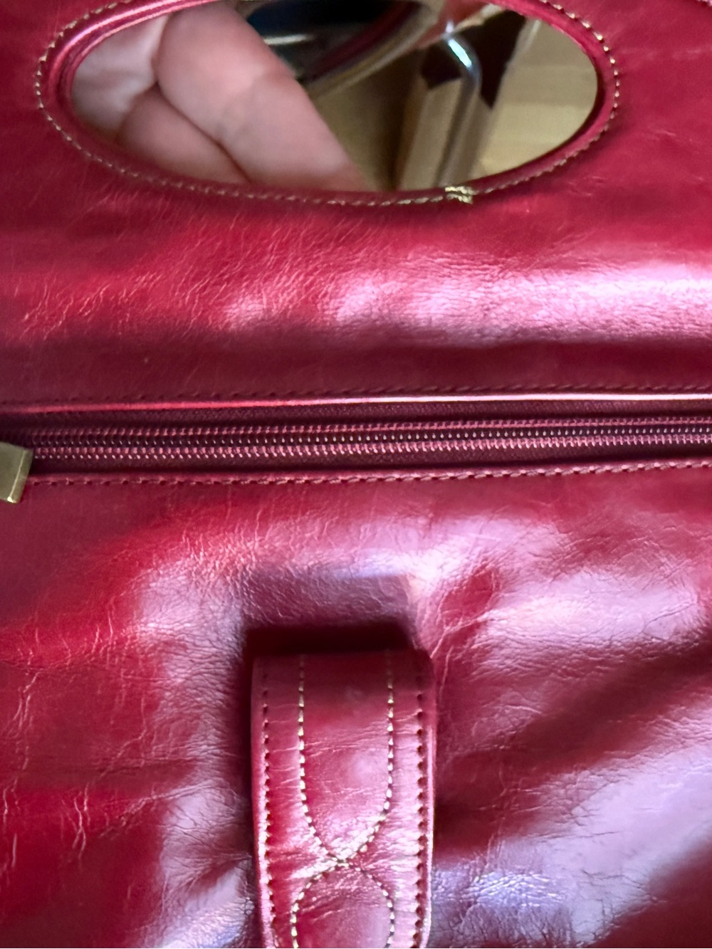 Red, Western  Leather Studded Handheld Clutch HOBO International - Picture 4 of 6